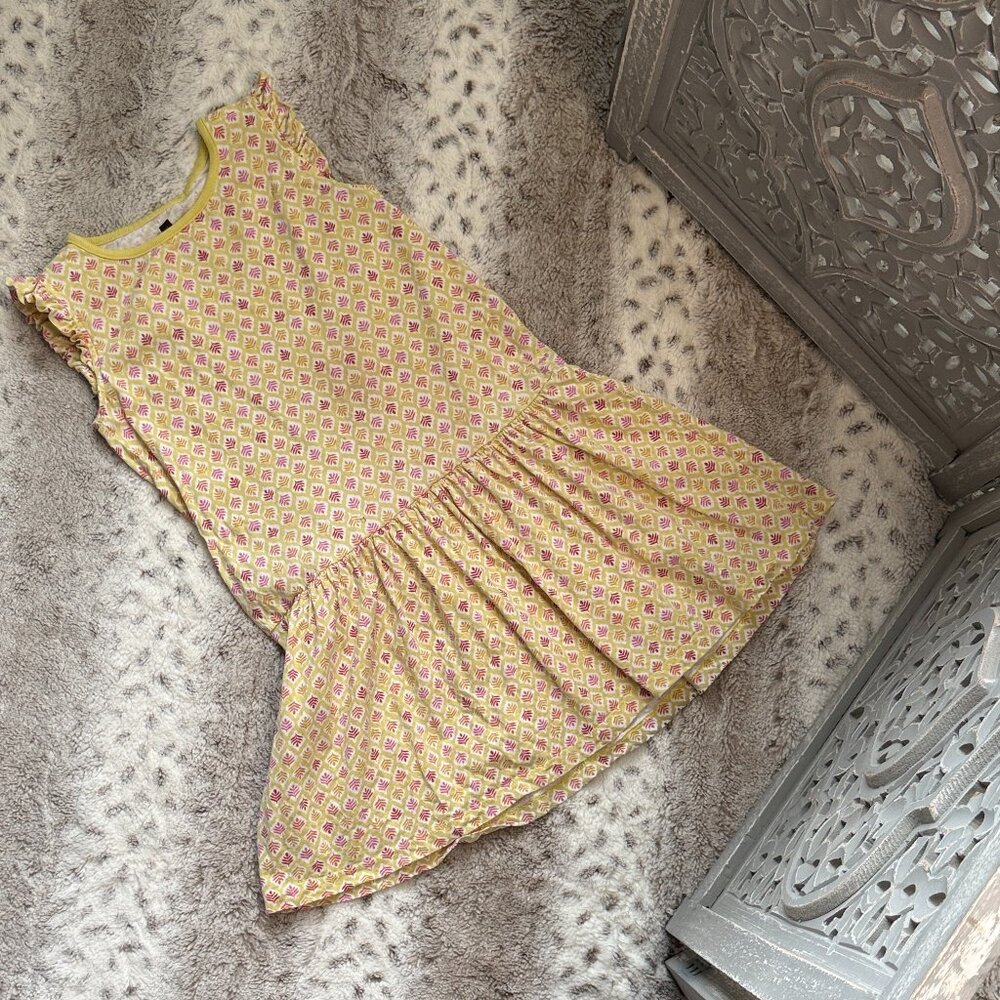 Tea Collection yellow floral dress girls size 7 preppy garden party girlhoodcore